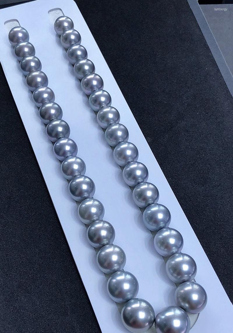 

Chains Natural High-end 12-14mm South Sea Genuine Gray Round Pearls Neckalce For Women Jewelry