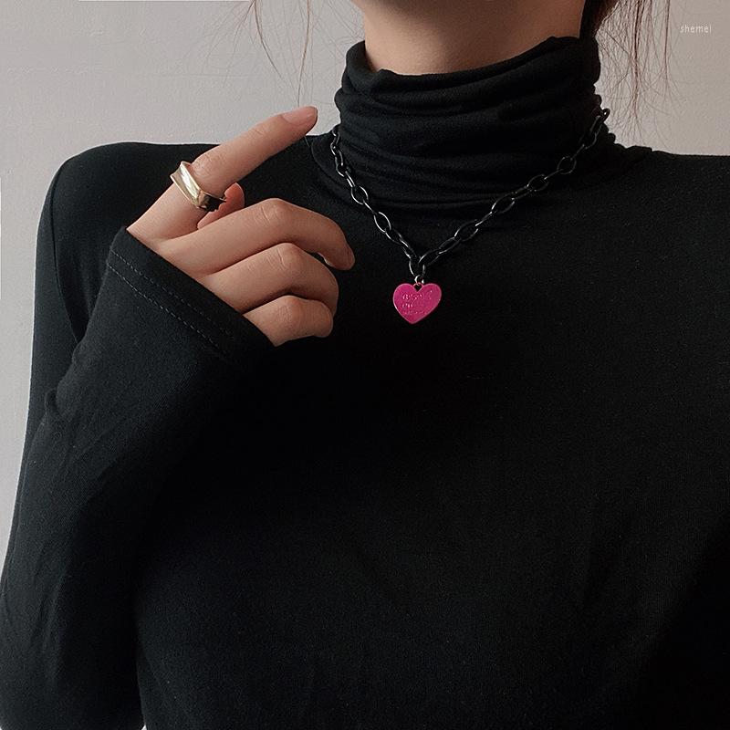 

Choker Pink Heart Shape Necklace Women's Clavicle Chain Sweater Skirt Pendant