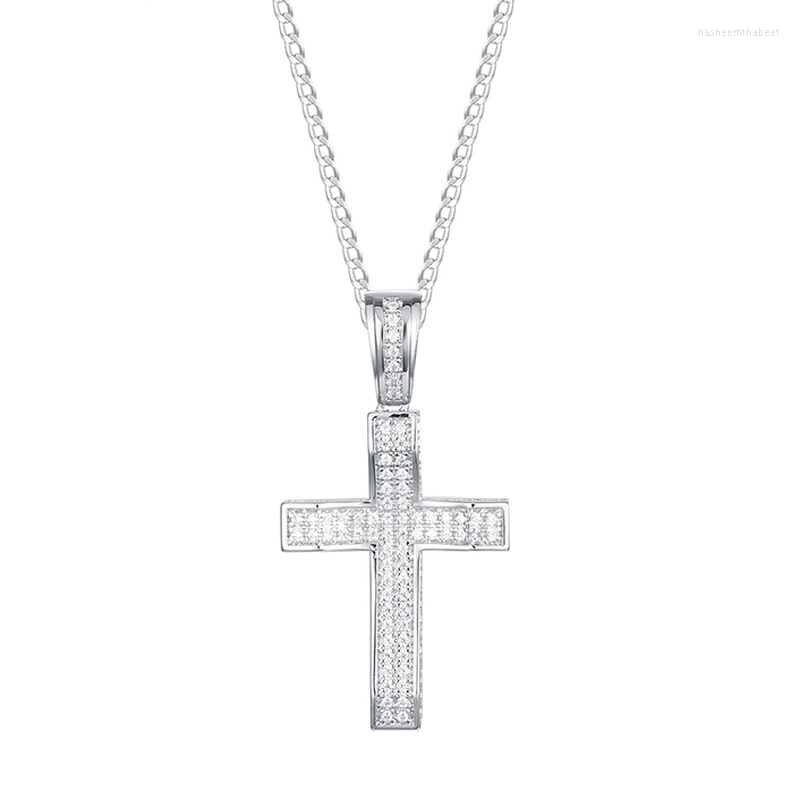 

Pendant Necklaces Fashion Female Cross Pendants Full CZ Crystal Jesus Necklace Copper Plated With Platinum Jewelry For Men/Women
