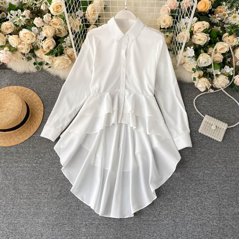 

Women' Blouses Womens Tops Sexy Blouse Women Ruffle Blusas Puff Sleeve Drop Woman Tshirts Solid Color Top 2022 Omighty Ins, Black