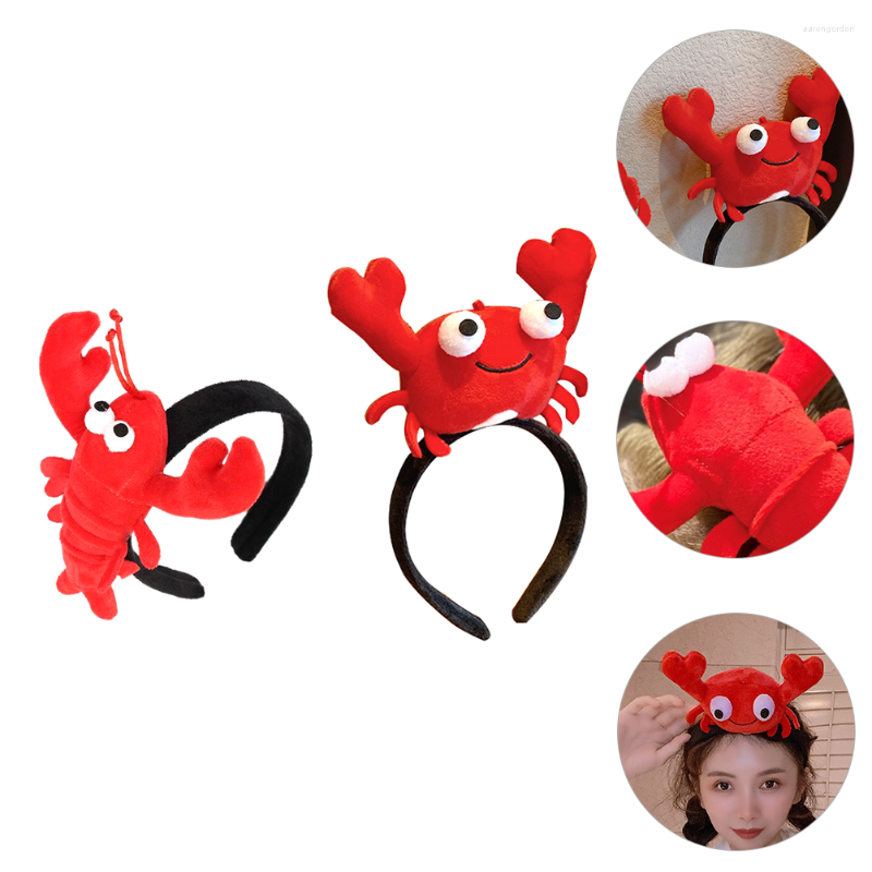 

Bandanas 2Pcs Cloth Crayfish Hair Hoops Adorable Lobster Headwears Creative Bands