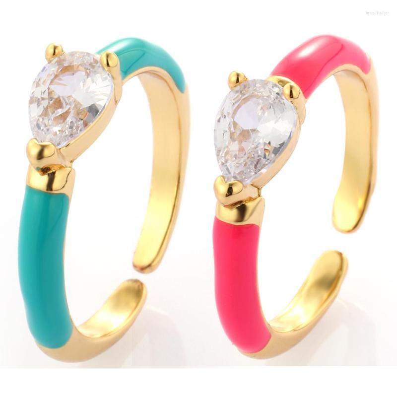 

Cluster Rings Heart Enamel For Women Boho Bohemian Colorful Ring Gold Color Korean Fashion Men Punk Party Trendy Hip Hop
