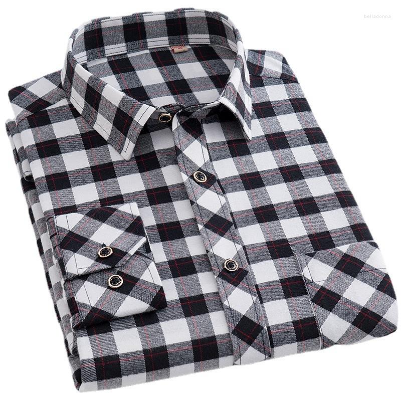 

Men's Dress Shirts Autumn 2022 Men's Long-sleeved Shirt Frothed Plaid Middle-aged And Elderly Casual Loose Inch Clothes, Njd-56