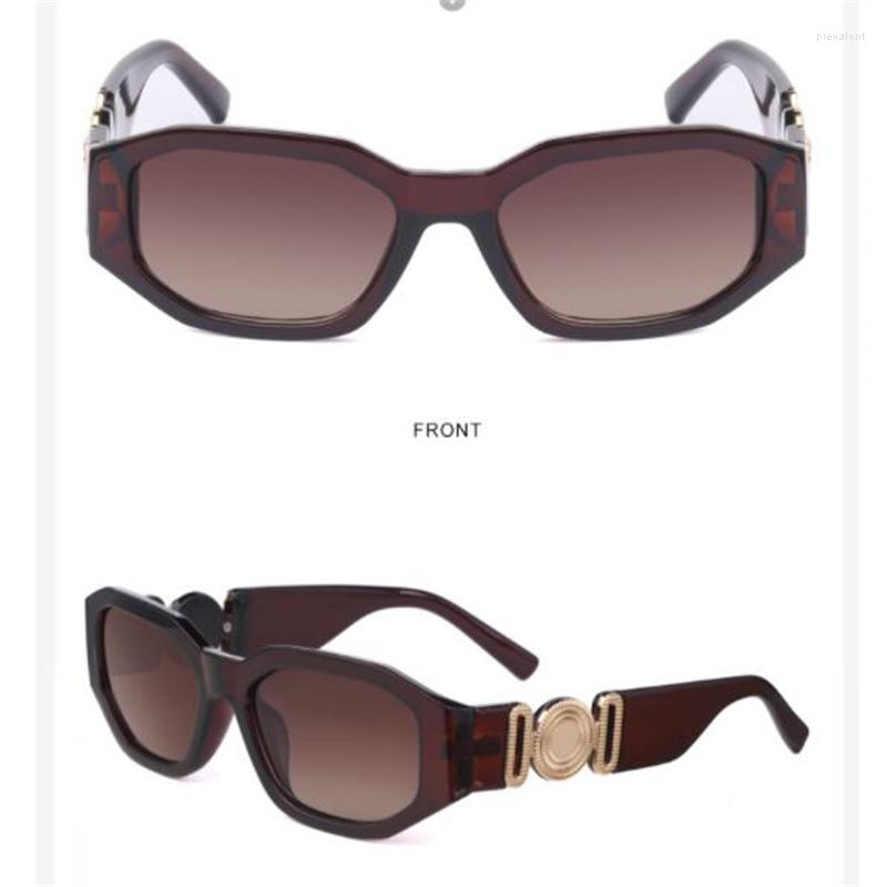

Sunglasses 2022 LaWholesale Sale Of Hip-hop Glasses For Men And Women Polygonal Brown Frame Metal Fittings Tawny UV400 Beach Novel Pers