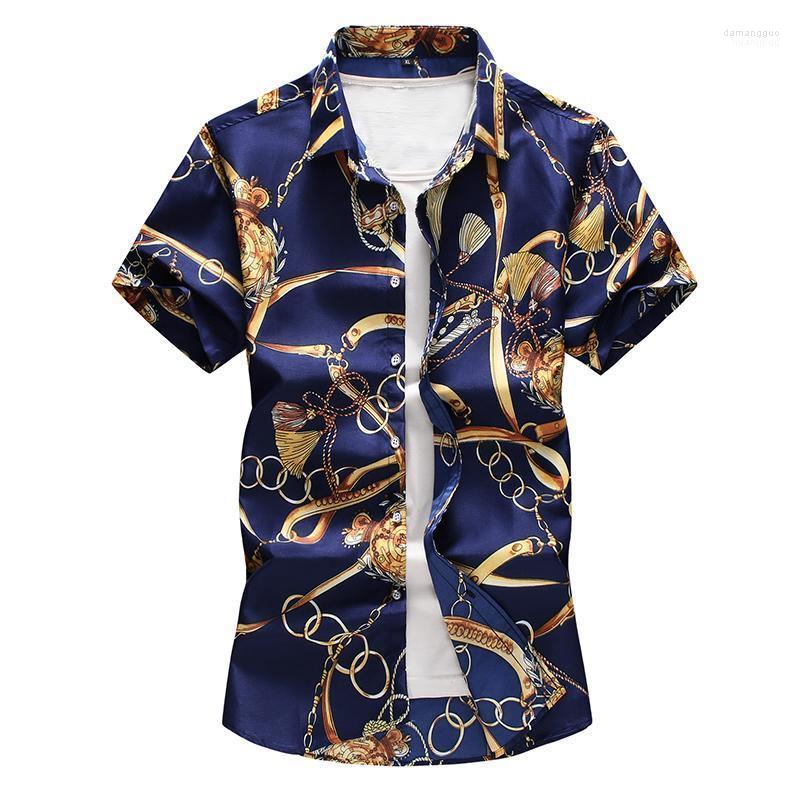 

Men's Casual Shirts Men's HCXY Brand Mens Short Sleeve Printed Short-sleeved Shirt For Men Plus Size 6XL 7XL Flower Male 20 Colors, 9012 white