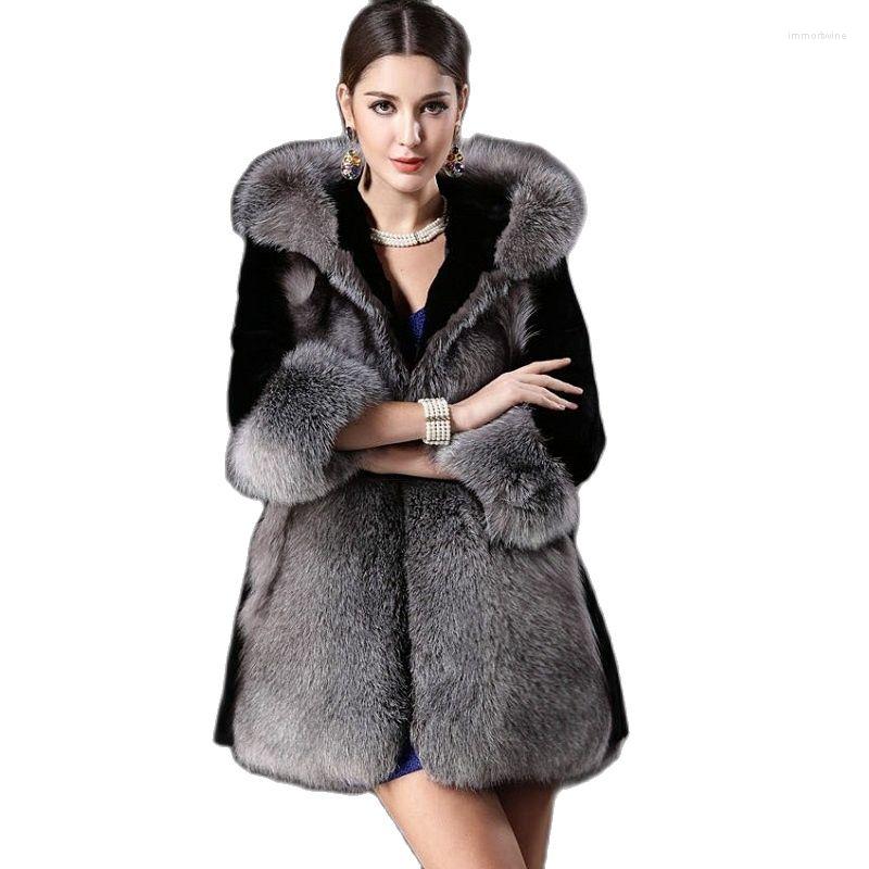 

Women' Fur Faux Coat Luxury Furry Black Jacket Winter Warm Long Sleeve Hoodies Outerwear Womens XXL Size Fashions
