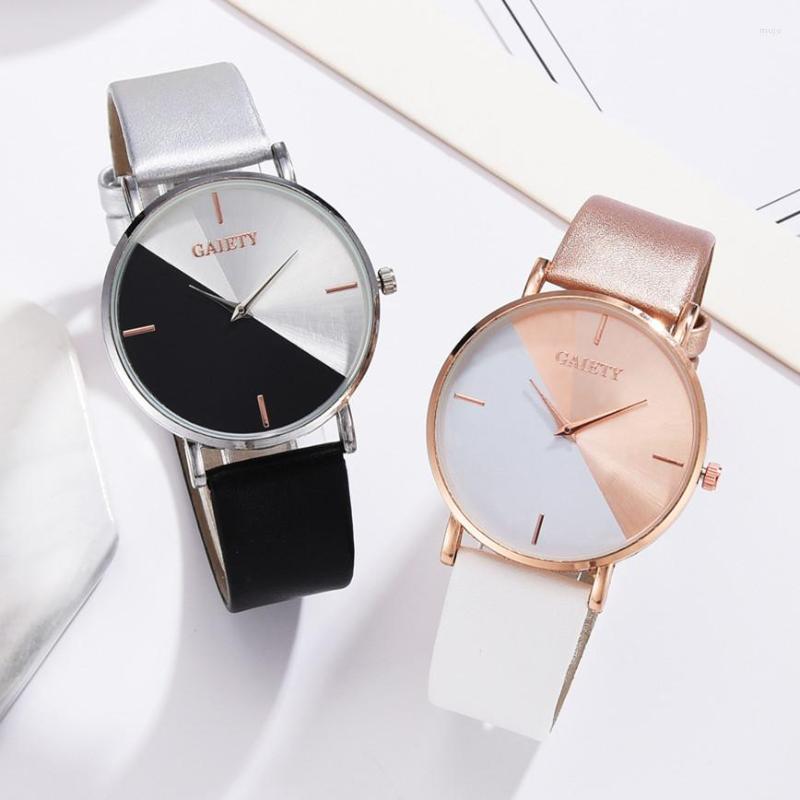 

Wristwatches Elegant Luxury Women Watches Rose Gold Leather Strap Ladies Dress Watch Female Clock Versatile Personality Quartz Montre, Bk