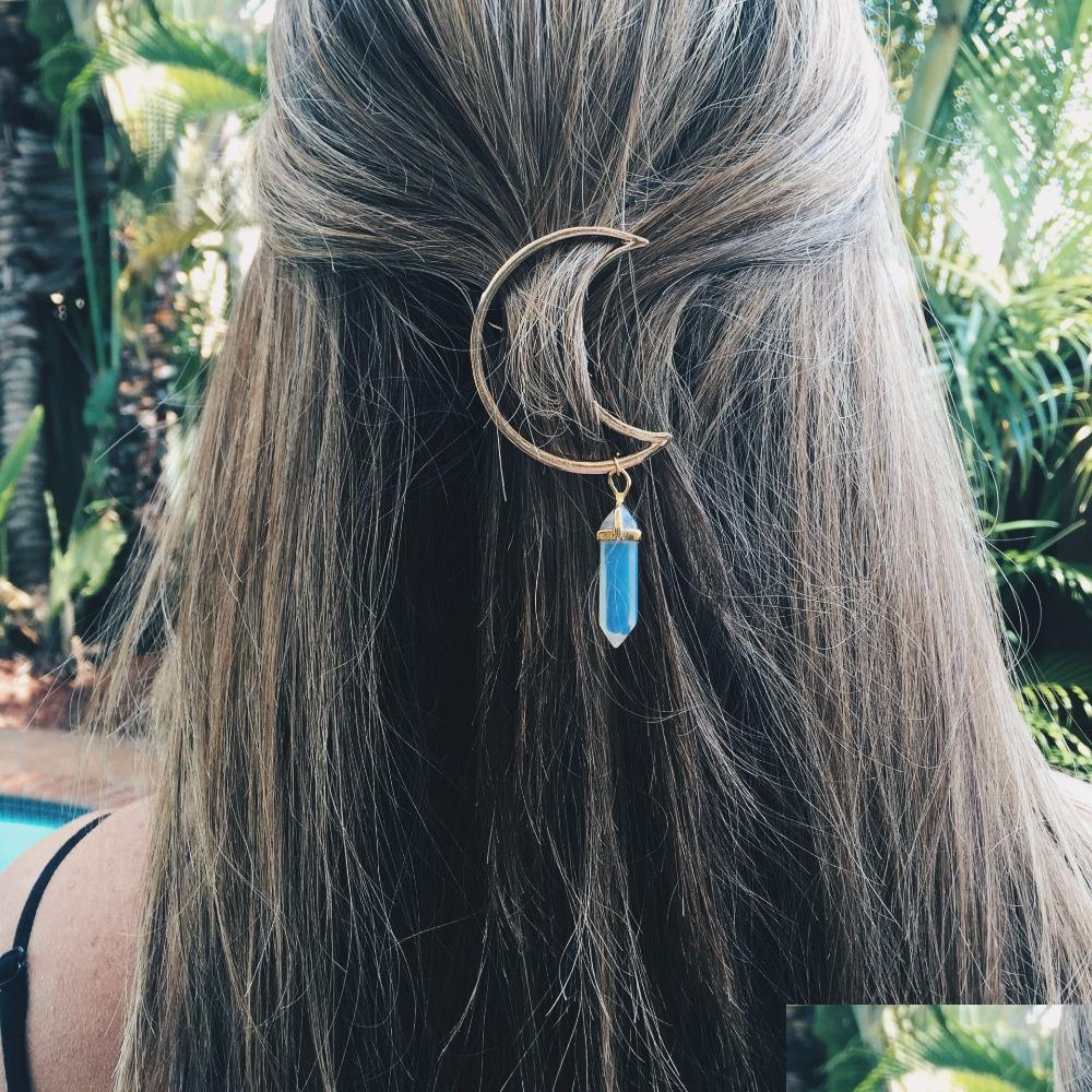 

Other Female Retro Moon Quartz Six Prism Alloy Hairpin Stone Pendant Charm Clip Sweet New Drop Delivery 2022 Jewelry Findings Compone Dhz1N