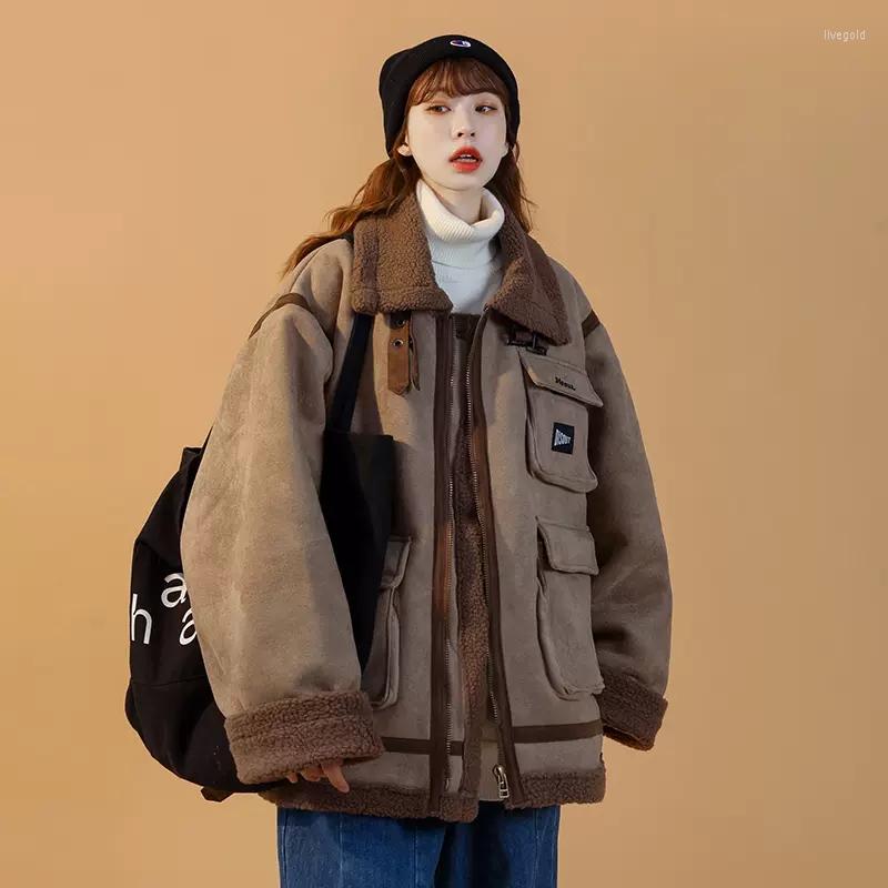 

Women's Fur Winter Oversize Lamb Wool Jackets Women's Clothing Integrated Locomotive Cashmere Tooling Outerwear Coats Jp559, Khaki