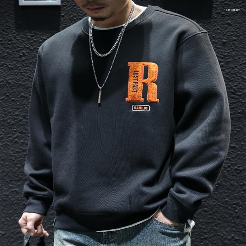 

Men' Hoodies Fleece Sweatshirt Men' Loose Fashion Brand Ins Crewneck Plus-size Top Autumn And Winter Thick Warm Casual Jacket Tide, Black