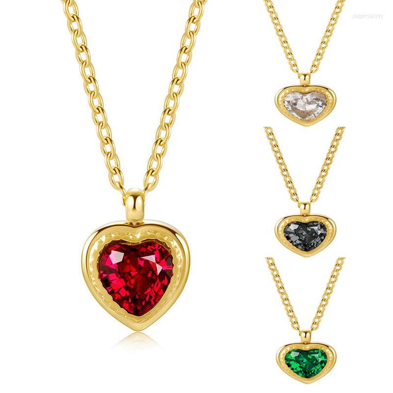 

Choker Simple Design Geometric Love Heart Necklace For Women Fashion Multicolor CZ Crystal Stainless Steel Jewelry Gift