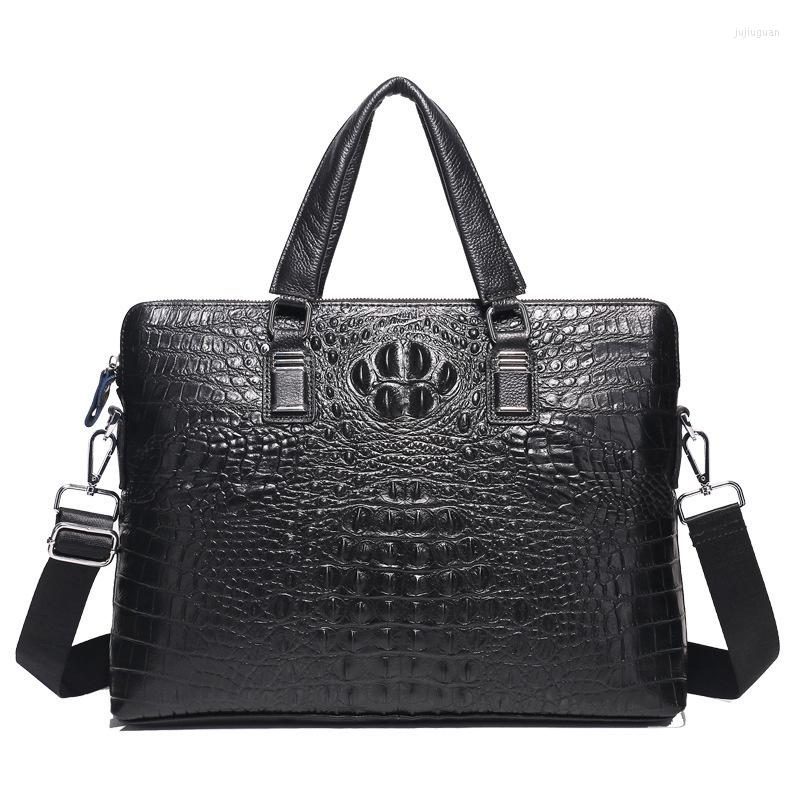 

Briefcases Business Men Luxury Fashion Office Briefcase High Quality Cowhide Single Shoulder Computer Bag Genuine Leather Crossbody Handbag, Black