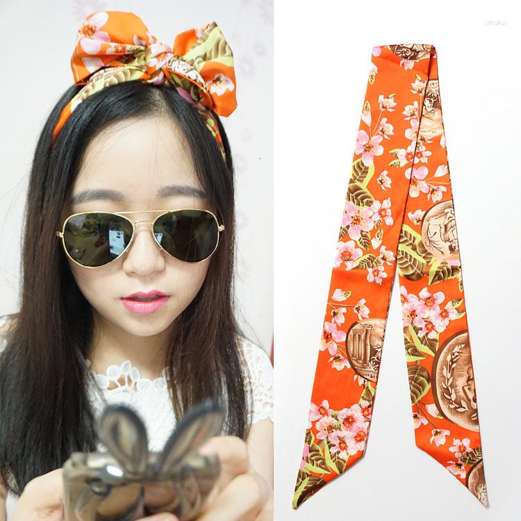 

Scarves Fashion 120 8cm Small Scarf Print Women Silk Long Head Handle Bag Ribbon