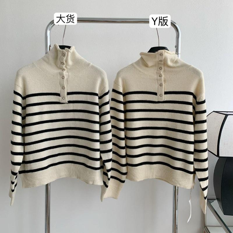 

Women's Knits Stripe Knitted Sweater Women's Autumn 2022 Small Design Sense Lapel Loose Top, Apricot