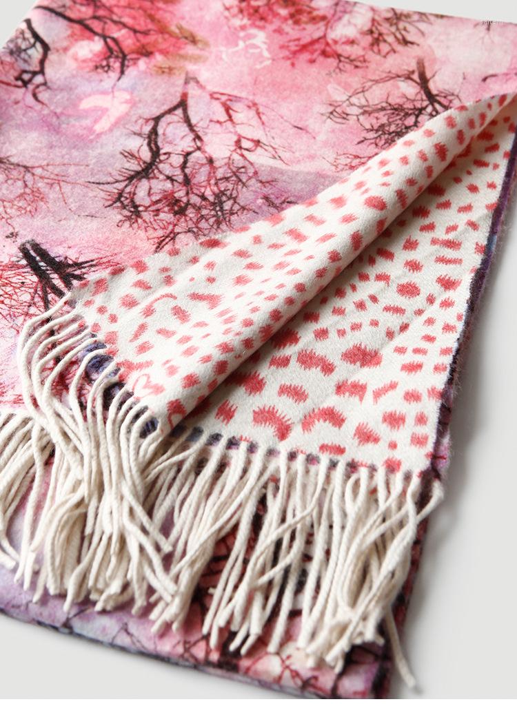 

Scarves Ladies Women's Double-sided Printing Cashmere Scarf Shawl Dual Water Ripple Autumn And Winter Thickening Warm Inner Mongolia