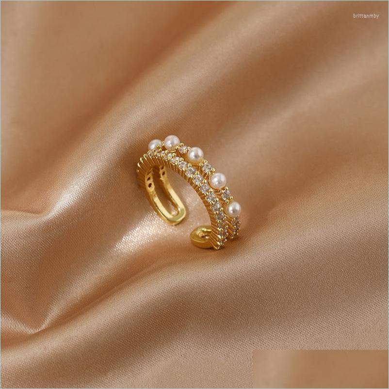

Cluster Rings Cluster Rings Luxury Gold Color Simated Pearl For Woman Copper Open Ring Party Joint 2022 Fashion Elegant Jewelry Gift Dh6Xp