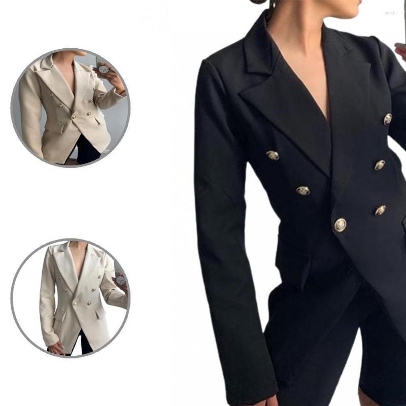 

Women's Suits Women Double Breasted Solid Cardigan Blazer Coat For Daily Wear, Khaki