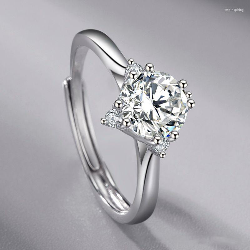 

Wedding Rings Creative Design Moissanite Light Luxury Couple Zircon Ring Silver Color Plated Platinum Engagement Jewelry For Women