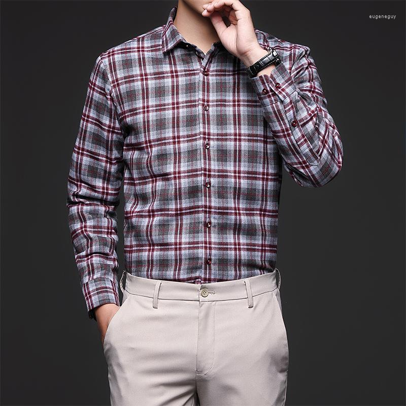 

Men's Casual Shirts Top Grade Men Winter Warm Down 2022 Arrival Plaid 90% White Duck Long Sleeve Shirt Brand Clothing, Yr303