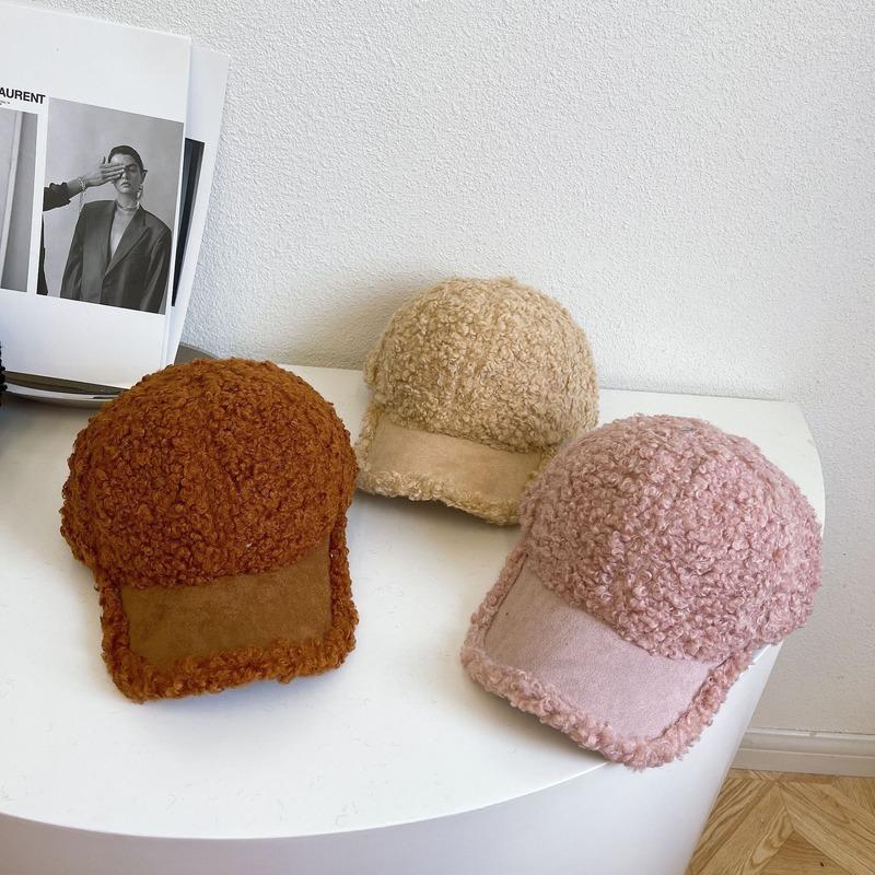 

Ball Caps Fashion Women Winter Cap Street Lamb Wool Baseball For Men Brown Gray Windproof Suede Warm Teddy Plush Trucker Hat, Black