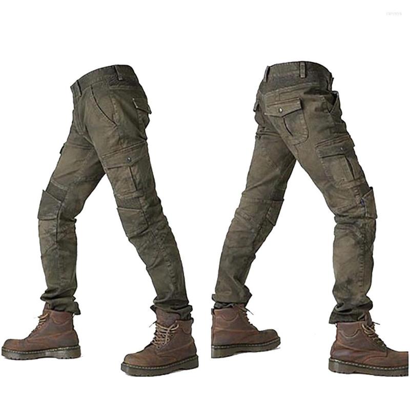 

Motorcycle Apparel 2022 Outdoor Cycling Jeans Men Anti-Fall Rider Equipment Protect Gear Four Seasons Army Green Racing Pants