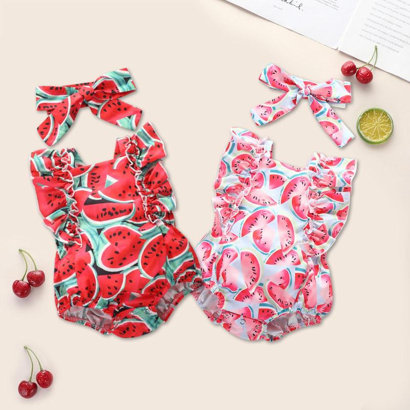 

Girl Dresses 4# Infant Toddler Born Baby Girls Watermelon Printed Sleeveless Bodysuit Sunsuit Jumpsuit Casual Clothes Kids Dress, Pink