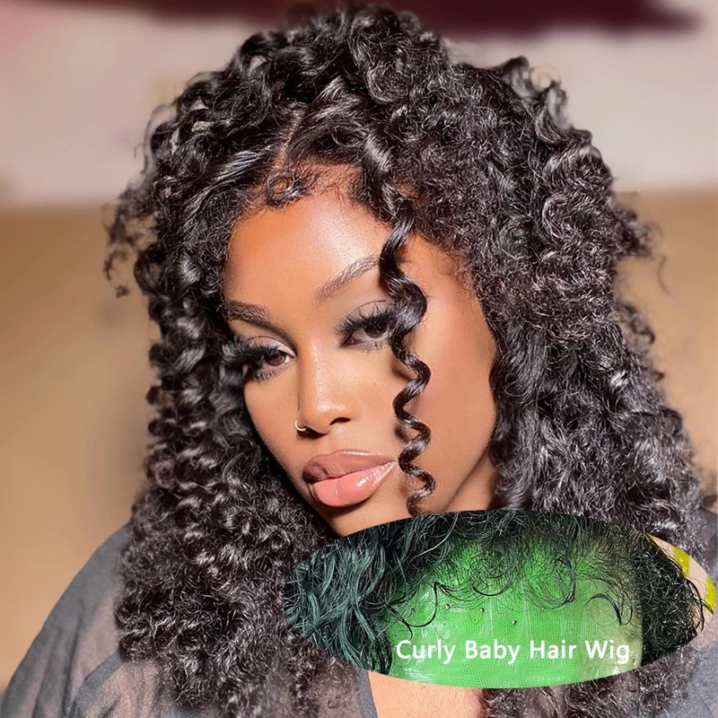 

Fashionable curly edge none lace front wig 4c afro kinky 100%human hair wigs for black women soft glueless breathable cap affordable, 1b or natural color