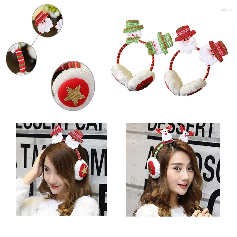 

Berets Santa Earmuffs Winter Kids Plush Outdoor Faux Fur Ear Warmers Christmas Headband Cartoon Girls Earlap, Green
