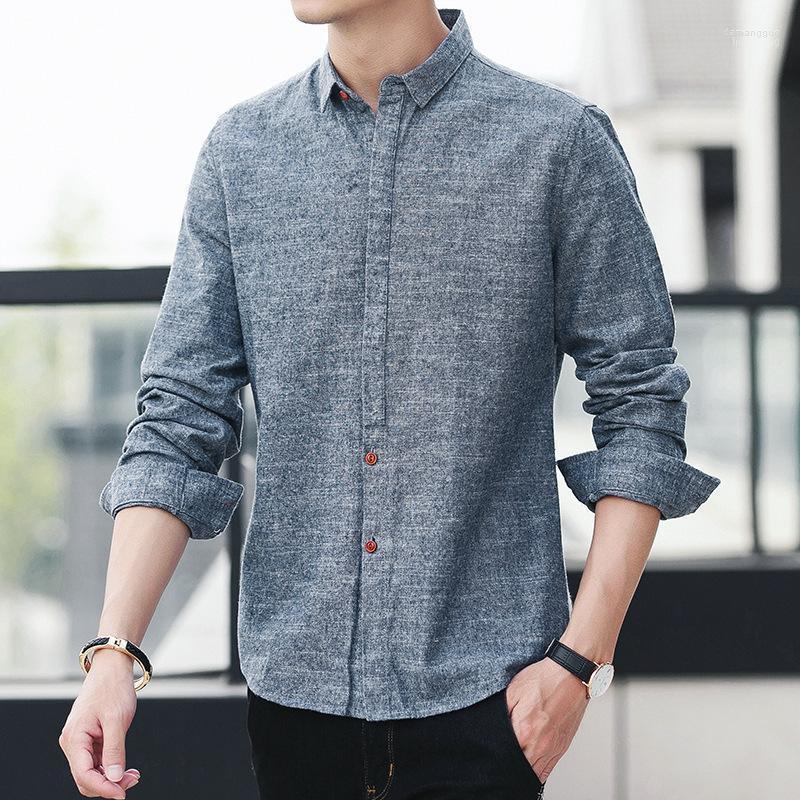 

Men's Casual Shirts Men's Young Cotton Shirt In Spring And Summer, 017 blue
