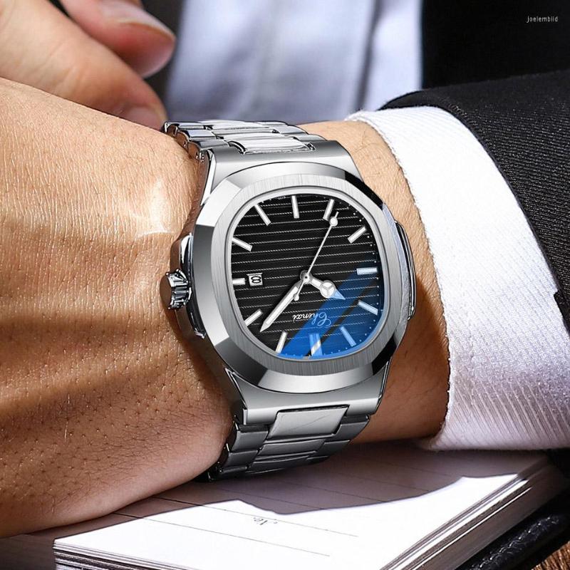 

Wristwatches Fashion Men Casual Watches Square Classic Minimalism Design Stainless Steel Cool Male's Business Watch Calendar CHENXI, White