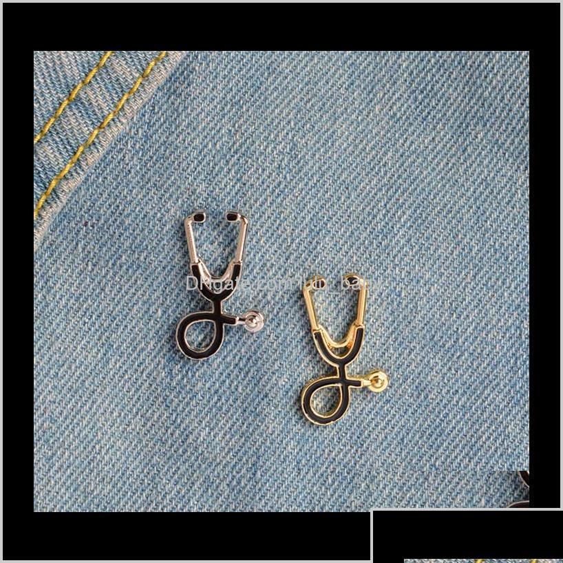 

Pins Brooches Drop Delivery 2021 High Quality 2 Style Doctor Nurse Stethoscope Brooch Medical Jewelry Enamel Pin Deni Othtf