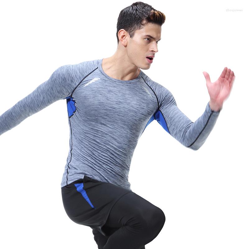 

Men' Polos Long Sleeve Sportswear Men Stretch Fast Drying Tights Outdoor Sweat Basketball Running Fitness Clothing Muscle Brother, Blue