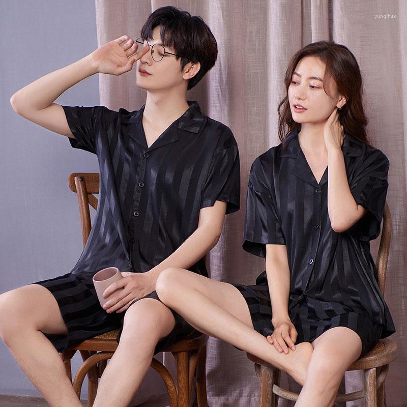 

Men's Sleepwear Couple Lounge Men Satin Summer Pajamas For Home Suits Couples Sets Male Silk Pajama Pijama And Shorts Clothes Women, Women11