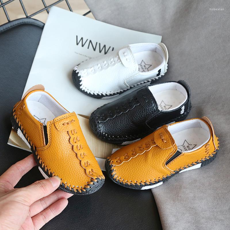 

Flat Shoes Kids Loafers Fashion Trend Boy Leather Casual Soft Bottom Comfortable Children Girls School Toddler Flats Moccasins, Black