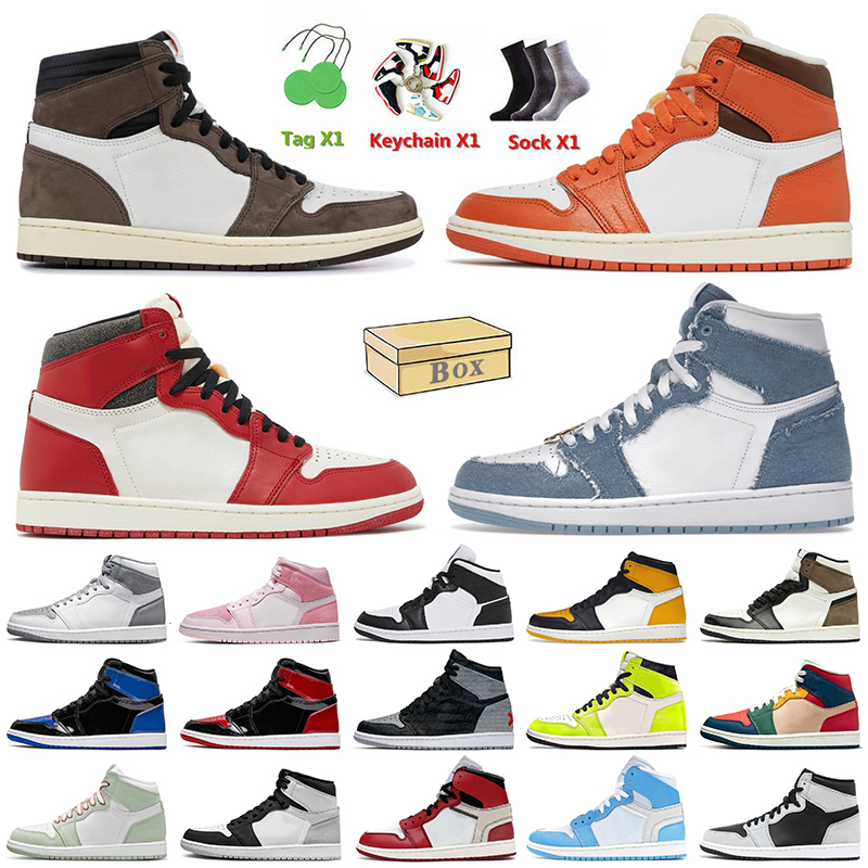 

High OG Denim Starfish 1s Basketball Shoes Lost And Found Jumpman 1 Trainers Patent Bred Cactus Jack Dark Mocha Offs White Yellow Toe Taxi Homage Mens Women sneakers, B19 high og heirloom 36-46