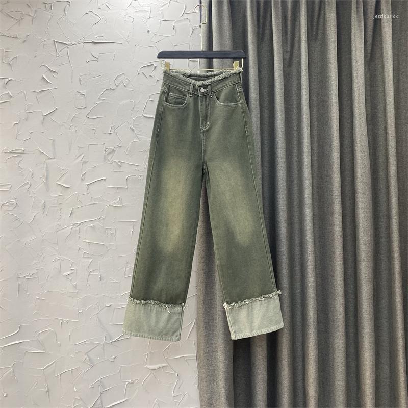 

Women' Jeans Streetwear High-Waist Mopping Pants Women' Autumn Clothing 2022 Loose Slim Wide-Leg Casual Woman Denim Trousers, Gray