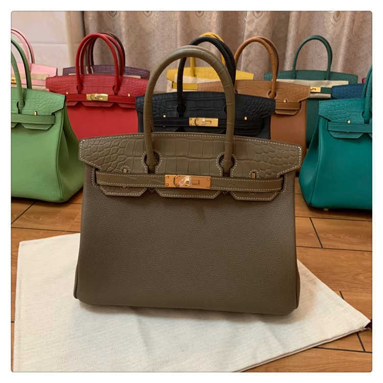 

h bag Classic fashion briki handbag H ermese bag High grade 2022 new Togo calf leather with crocodile head women portable lock mouth, Not for sale do not shoot