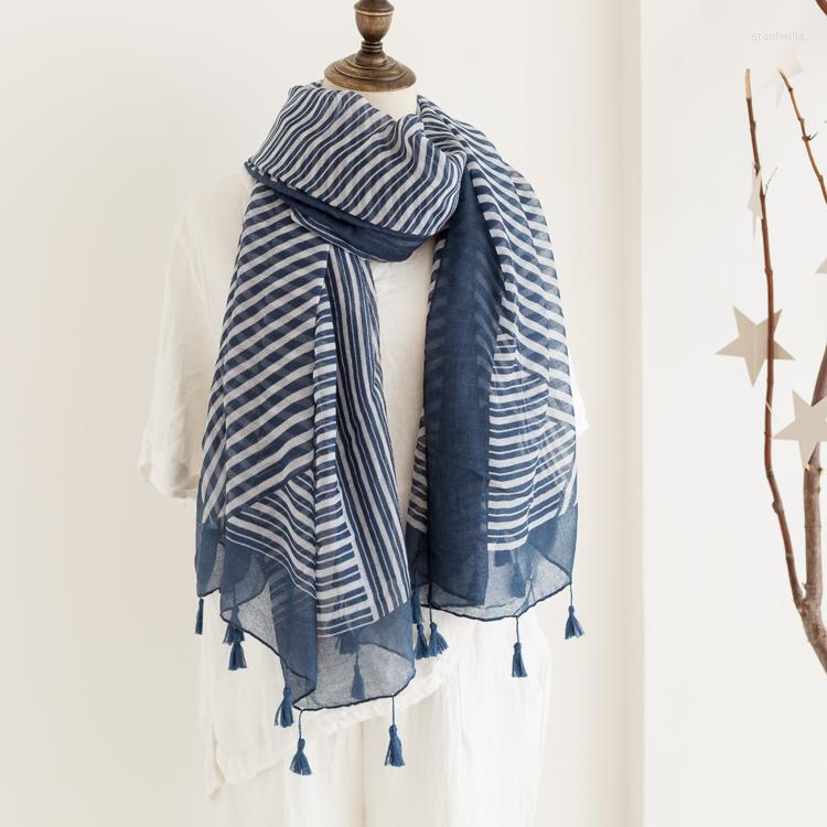 

Scarves 2022 Est Stripe Geometry Print And Shawls Women Geometric Pattern Tassel Wrap Hijab Wholesale 10pcs/LOT