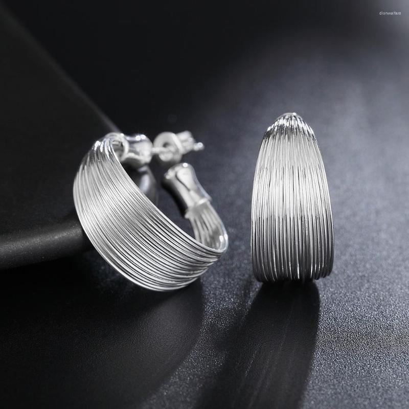 

Stud Earrings 925 Stamp Silver Color Earring For Woman High Quality Fashion Jewelry Retro Line Ear Hook Party Gail Holiday Gifts