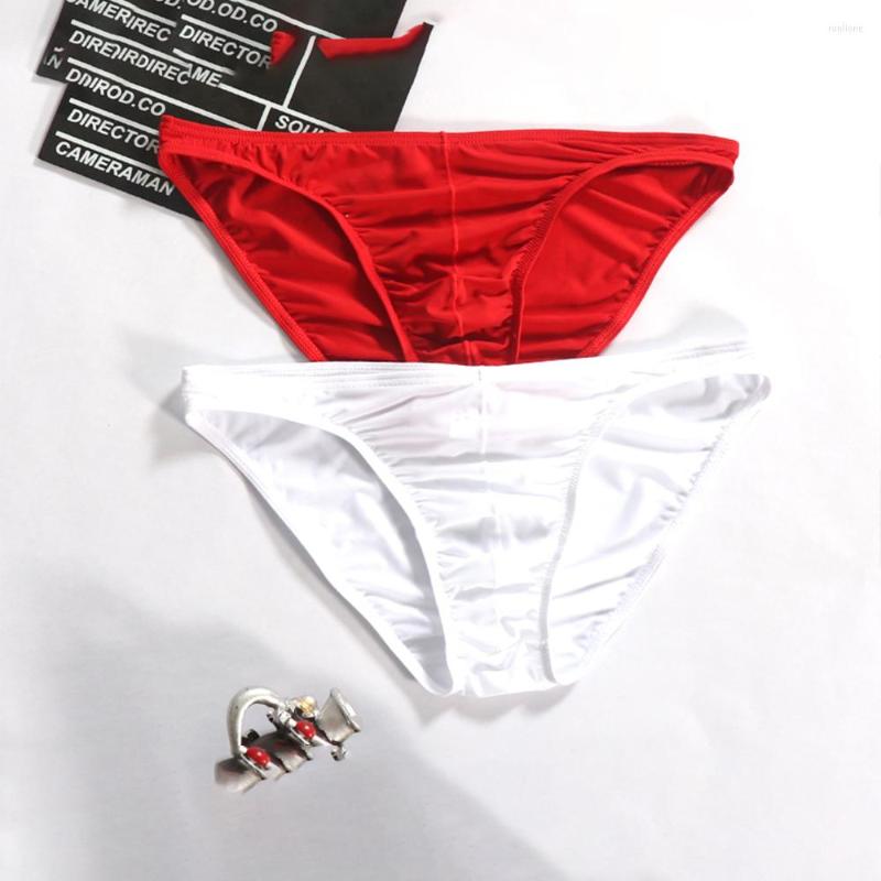 

Underpants Ice Silk Underwear Men Sexy Low-Rise Briefs Bugle Pouch Male Comfort Fit Casual Comfortable Panties -2XL, White
