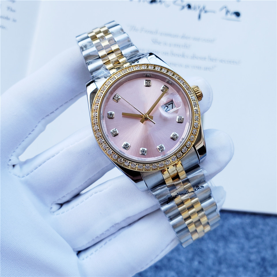

Size 36mm Pink Fashion 904L Fine Steel Stainless Band Women's Automatic Mechanical Watch