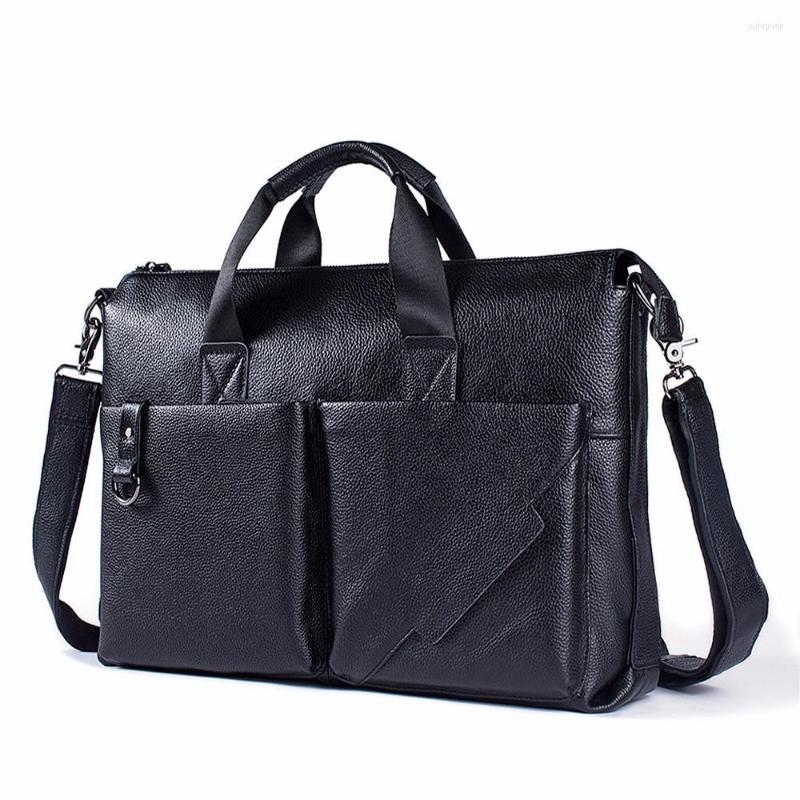 

Briefcases Vintage Mens Briefcase Handbag Genuine Leather For Man Satchel Bag Business Laptop Bags Crossbody Shoulder, Black