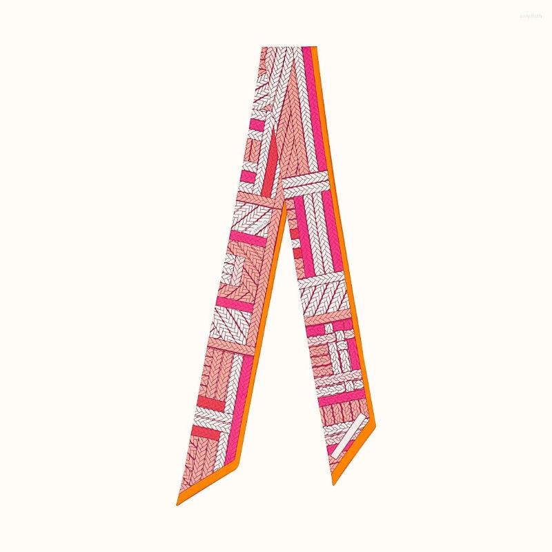 

Scarves 2022 Design Tassels Print Brand Silk Women Skinny Bag Scarf Neckerchief Hijab Fashion Hair Warps For Ladies