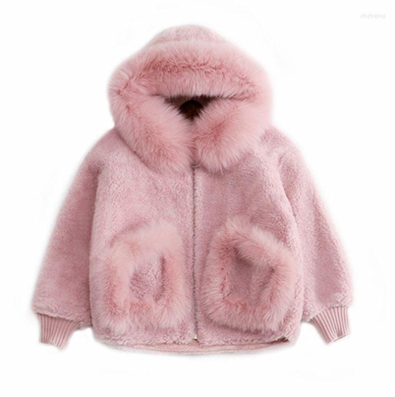 

Women' Fur Female Winter Hooded Faux Coat Women Fashion Large Size Loose Solid Color Long Sleeve, Beige