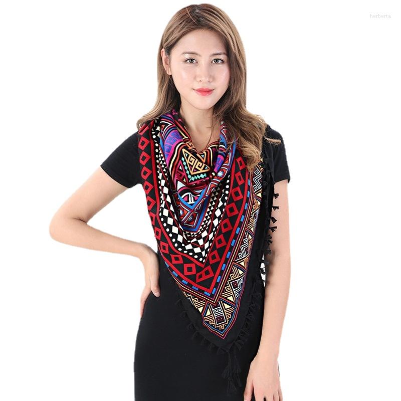 

Scarves Cotton Generous Towel Thick Printed Scarf Warm Shawl National Style Retro