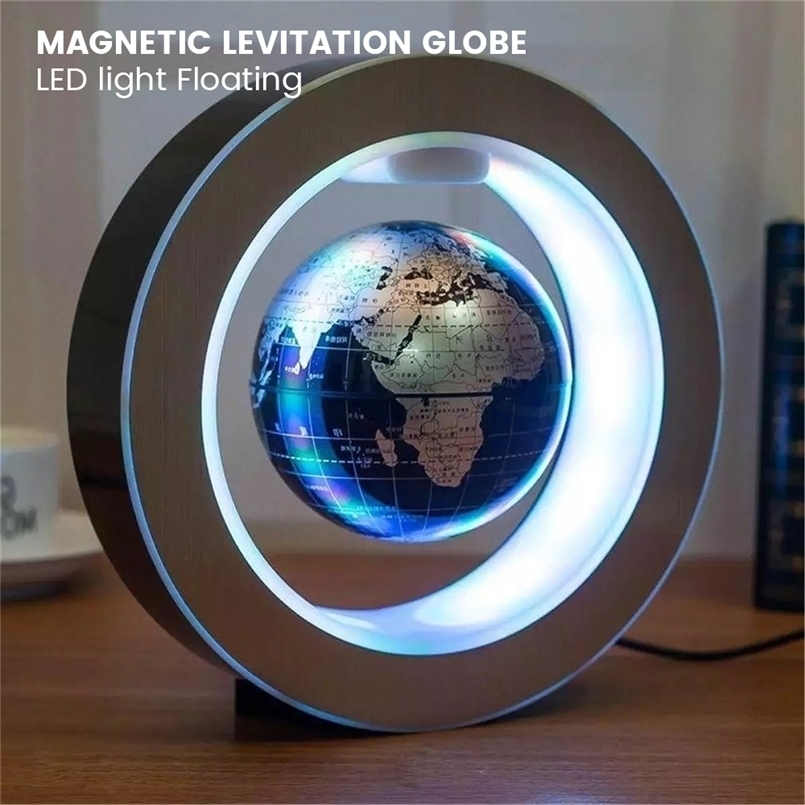 

Novelty Items Levitating Lamp Magnetic Levitation Globe LED World Map Rotating Lights Bedside Home Floating Gifts 221031