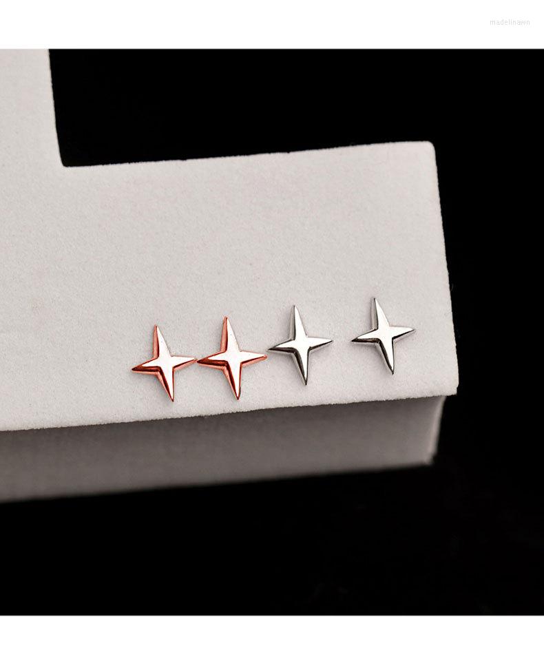 

Stud Earrings 925 Sterling Silver Earring Fashion Four Pointed Star/Paperclip Geometry Small Wild Trend Female Girl Ear Jewelry