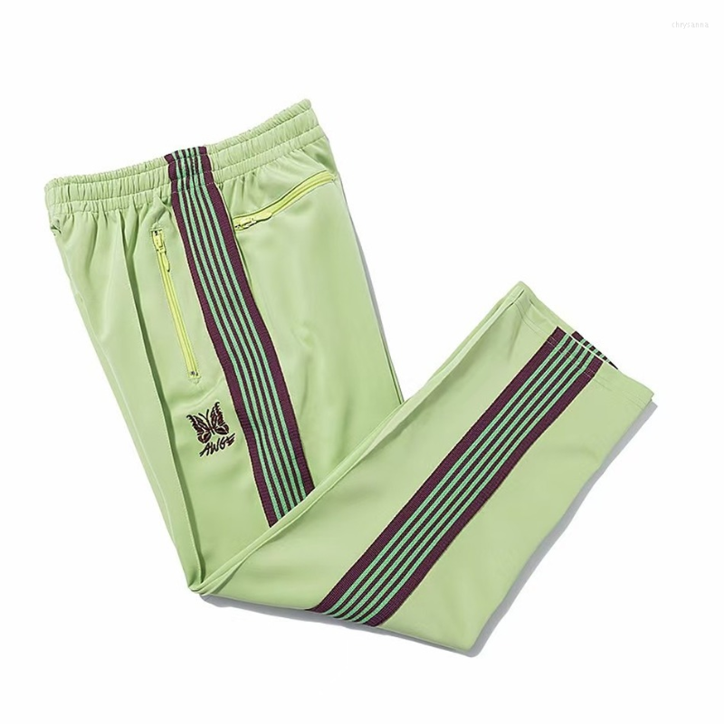 

Men' Pants Tender Green AWGE Needles Sweatpants Women Men Butterfly Embroidery Joggers Trousers