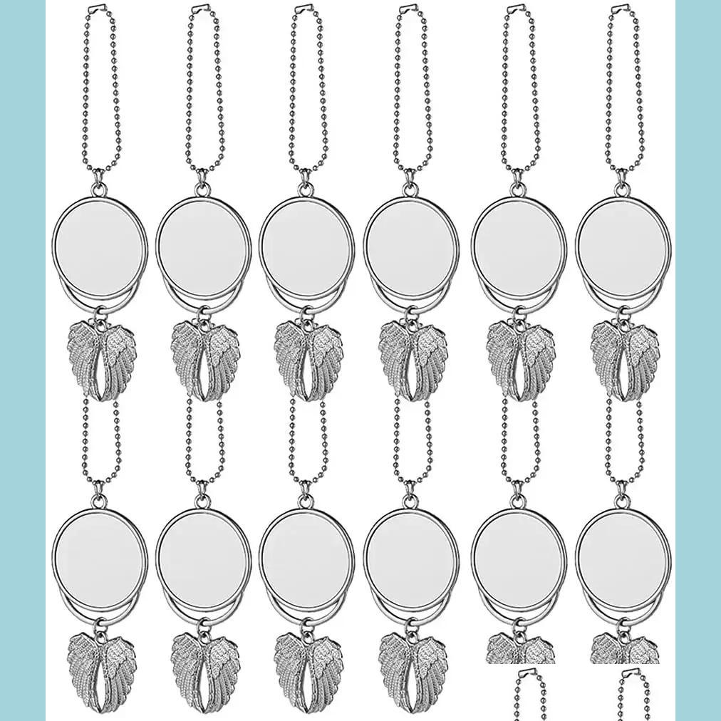 

Party Favor Ups Heat Sublimation Car Keychain Ornament Decorations Angel Wing Shape Blank Transfer Printing Pendant Jewelry Making D Dhm8I