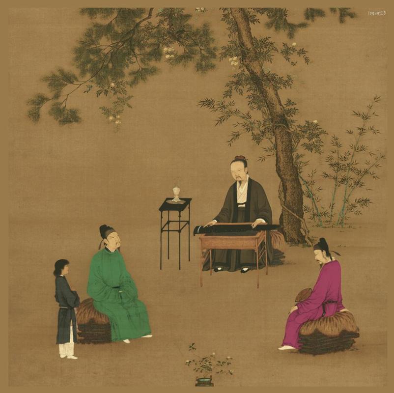 

Scarves Twill Silk Scarf Woman Chinese Painting Square Wraps Bandana Small Hijab Foulards Tie Headband Neckerchief 53CM